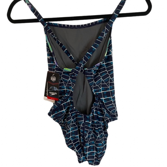 Speedo Womens Swimsuit One Piece PowerFlex Relay Back Printed   Zise‎ 6/32 - Picture 4 of 6